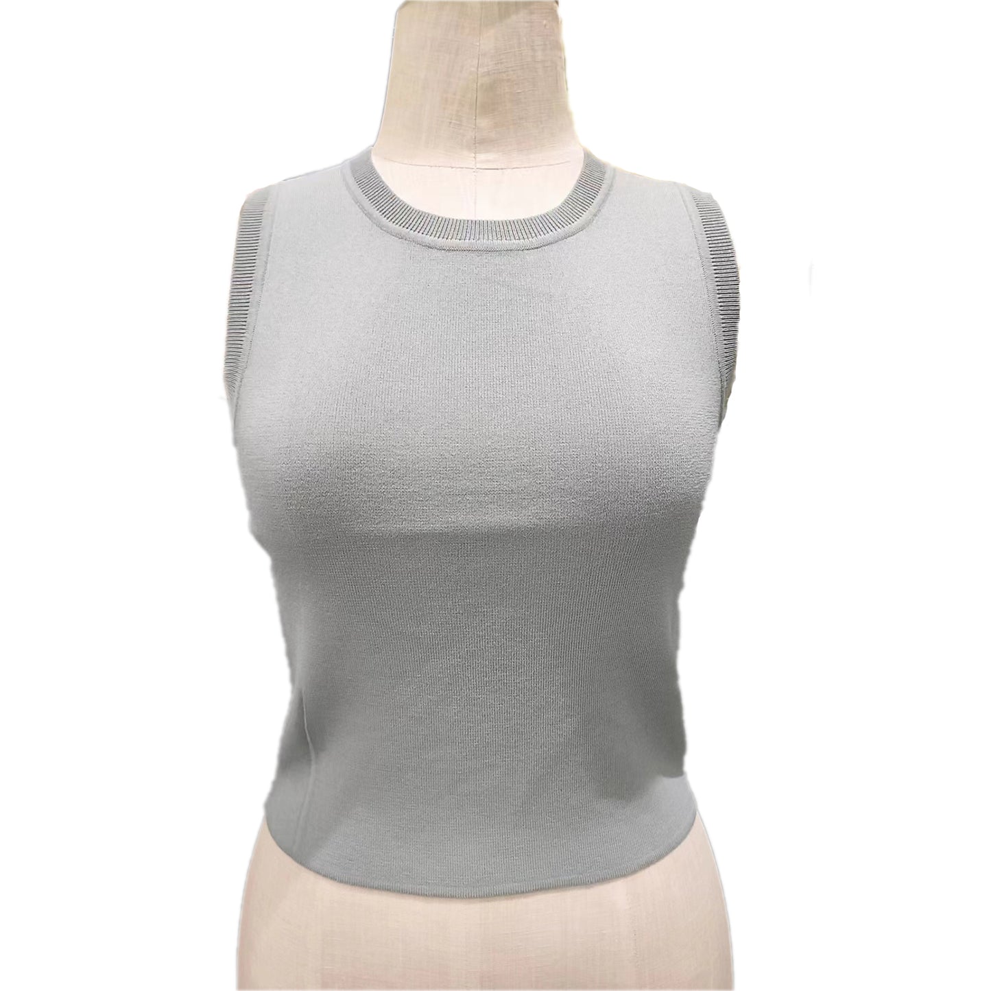 Women's Sleeveless Tank Tops, Summer Crew Neck Slim Fitted Basic Knit Tee Shirts