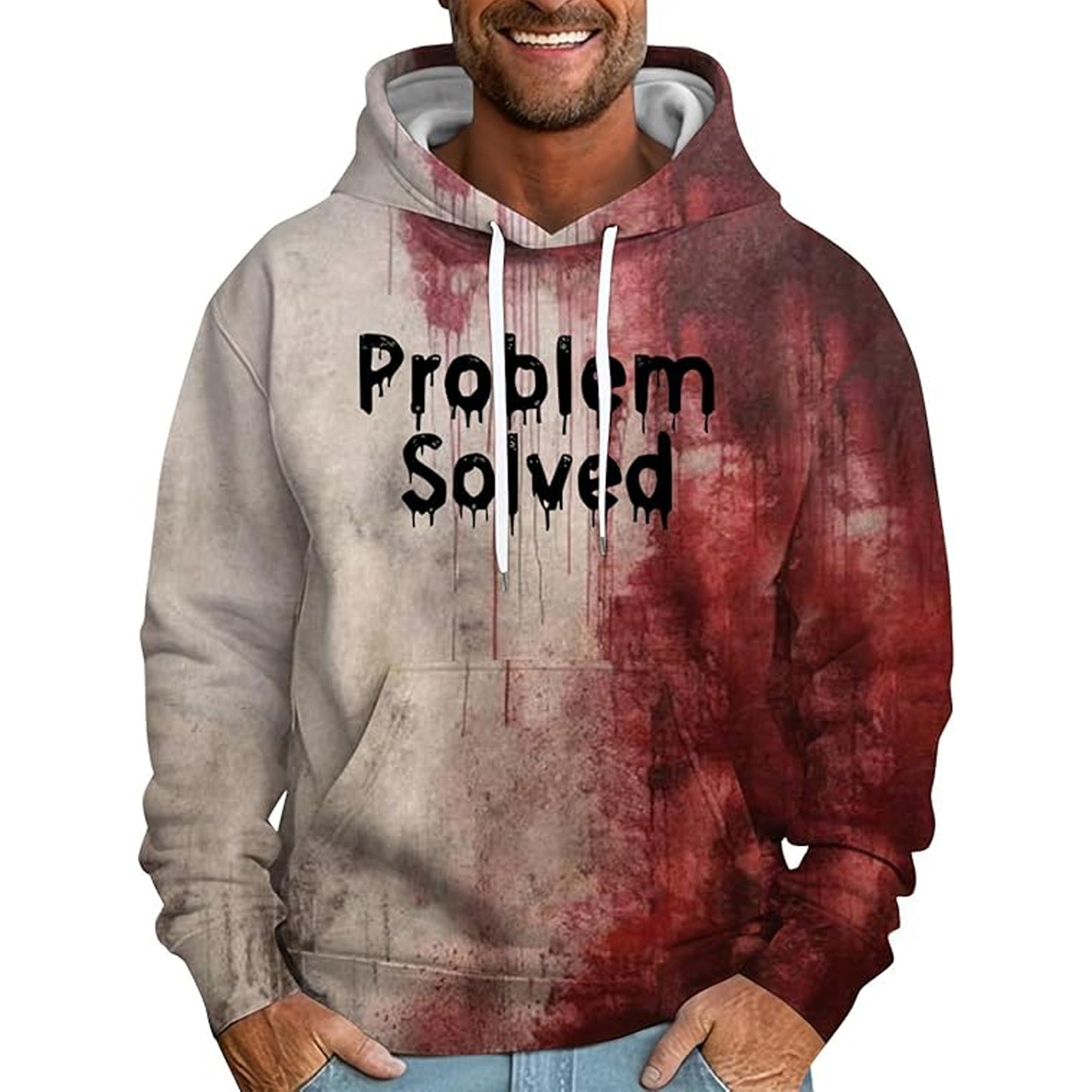 Problem Solved Bloody Shirt Men Im Fine Bloody Sweatshirt I'm Fine Bloody Hoodie Men T Shirt Scary Halloween Costumes