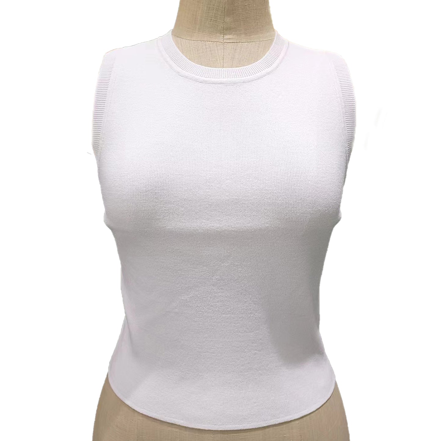 Women's Sleeveless Tank Tops, Summer Crew Neck Slim Fitted Basic Knit Tee Shirts