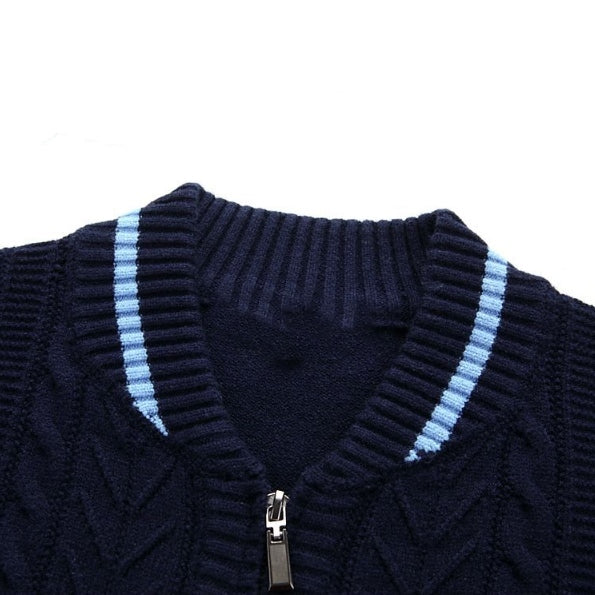 Mens Casual Full Zip Cardigan Sweaters Cable Knit Jacket Sweater Men