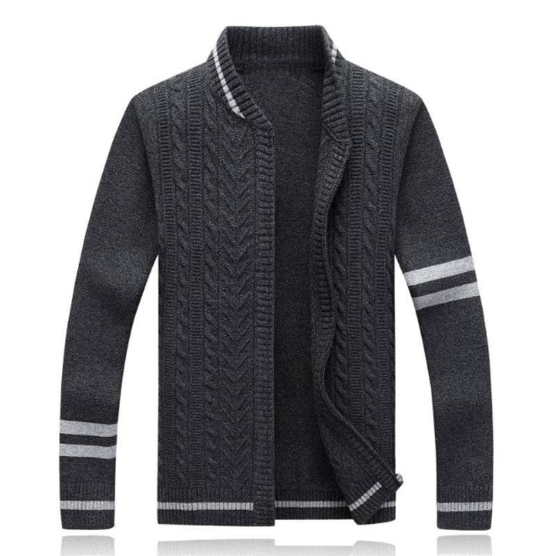 Mens Casual Full Zip Cardigan Sweaters Cable Knit Jacket Sweater Men